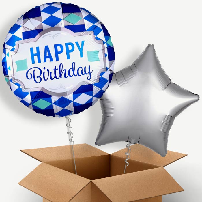 Tie Pattern Happy Birthday Helium Balloon Two | Party Save Smile