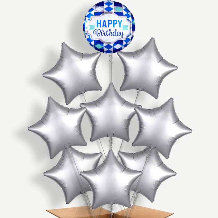 Tie Pattern Happy Birthday Helium Balloon Bundle | Party Save Smile