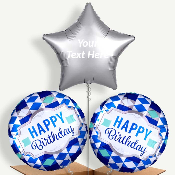 Personalisable Tie Pattern Happy Birthday Helium Balloons | Party Save Smile