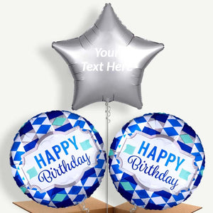 Personalisable Tie Pattern Happy Birthday Helium Balloons