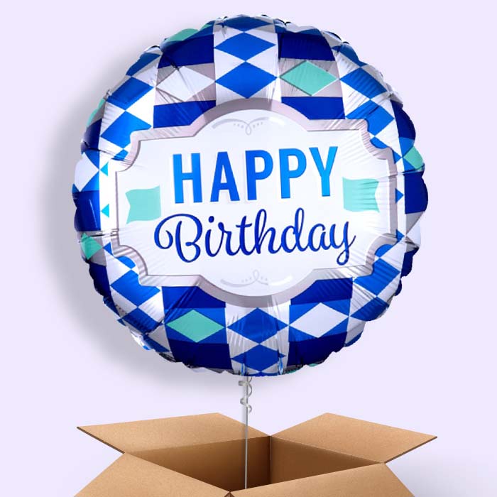 Tie Pattern Happy Birthday Helium Balloon in a Box - 1 Balloon | Party Save Smile