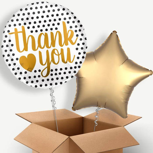 Black and Gold Thank You Helium Balloon Two | Party Save Smile