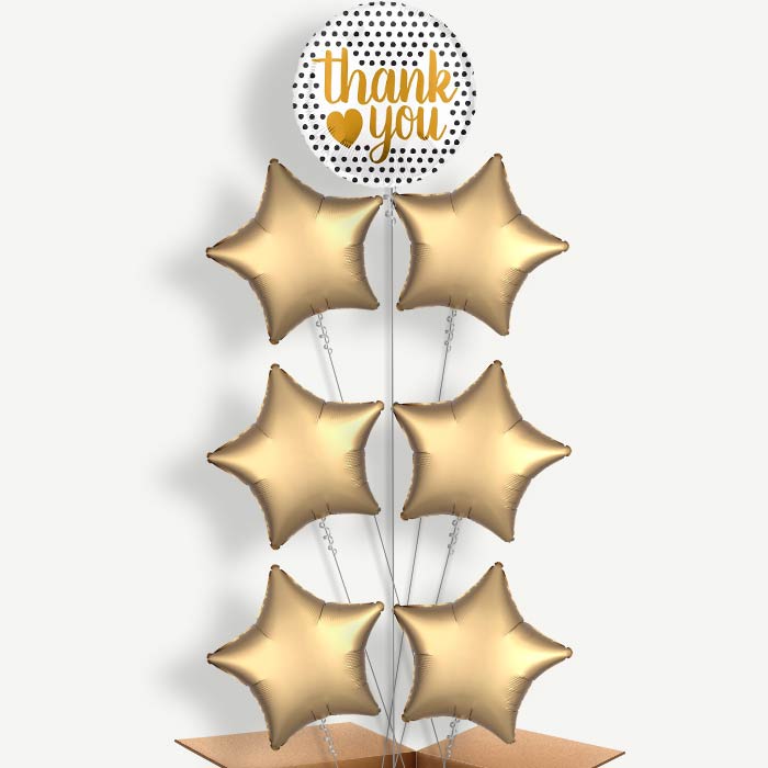 Black & Gold Thank You Helium Balloon Arrangement | Party Save Smile