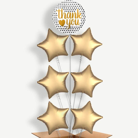 Black & Gold Thank You Helium Balloon Arrangement | Party Save Smile