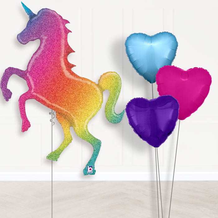 Shaped Unicorn Balloon Bouquet in a Box - Plain Bouquet | Party Save Smile