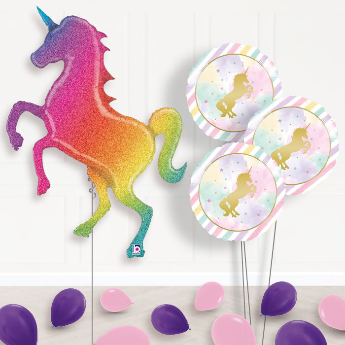 Shaped Unicorn Balloon Bouquet in a Box - Themed Bouquet with Latex | Party Save Smile