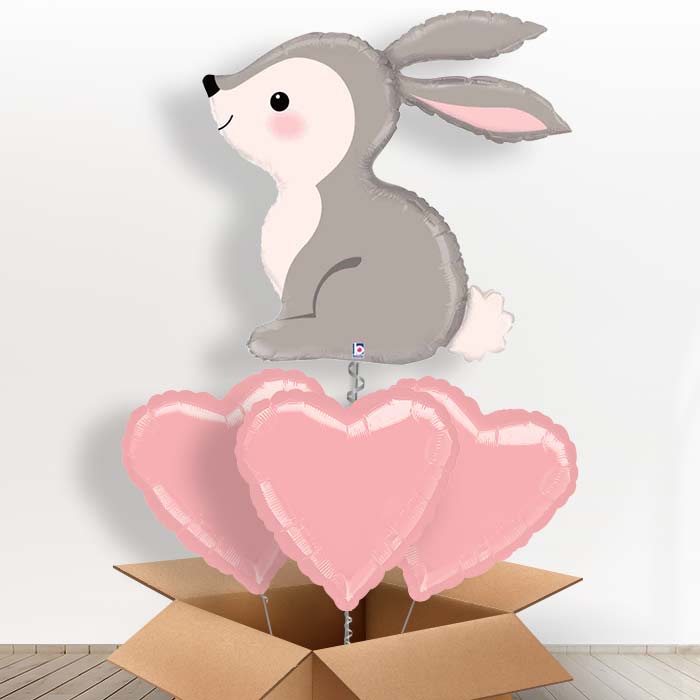 Bunny Head Shaped Helium Balloon in a Box - With 3 Plain Balloons | Party Save Smile