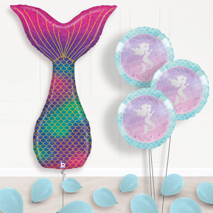 Mermaid Tail Balloon Bouquet in a Box - Themed Bouquet and Latex | Party Save Smile