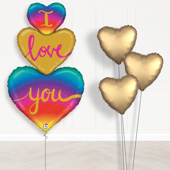I Love You Balloon Bouquet in a Box - Rainbow - Plain Bouquet | Party Save Smile
