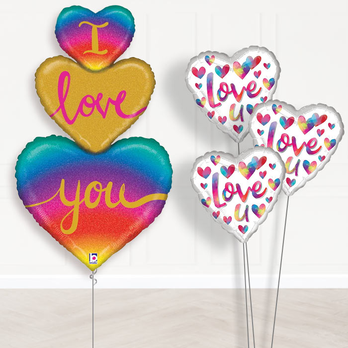 I Love You Balloon Bouquet in a Box - Rainbow - Themed Bouquet | Party Save Smile