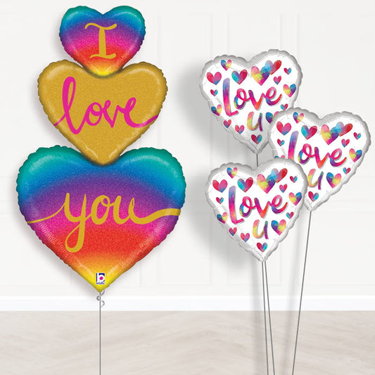 I Love You Balloon Bouquet in a Box - Rainbow - Themed Bouquet | Party Save Smile
