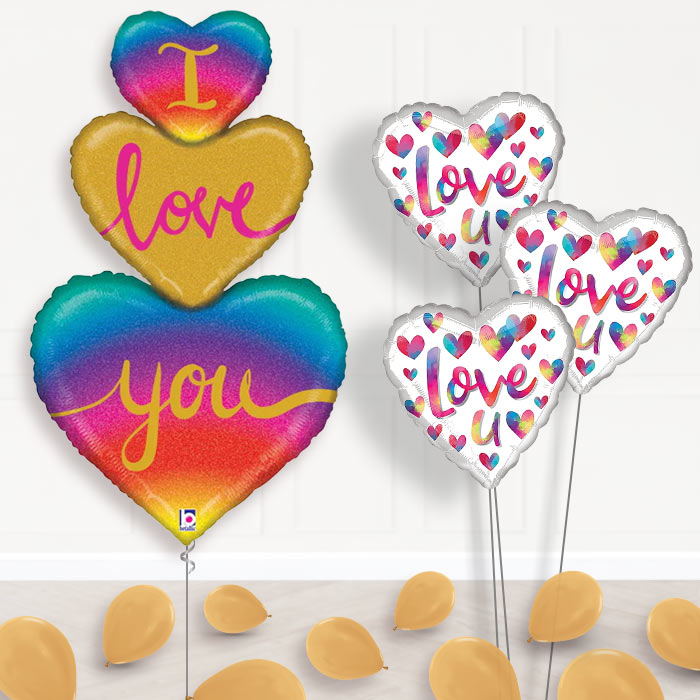 I Love You Balloon Bouquet in a Box - Rainbow - Themed Bouquet and Latex | Party Save Smile