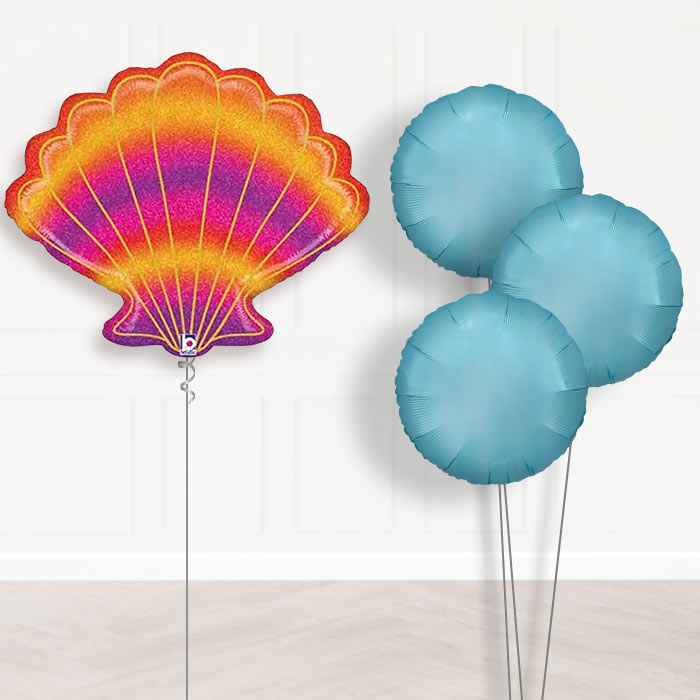 Glitter Seashell Inflated Helium Balloons Delivered - Plain Bouquet | Party Save Smile
