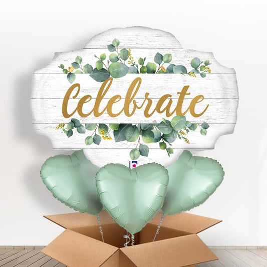 Rustic Wedding Balloons in a Box - Eucalyptus