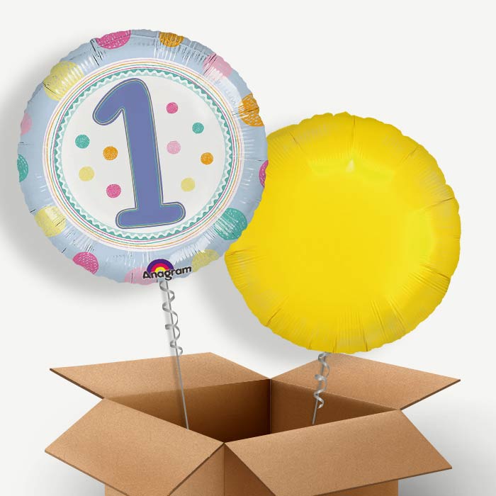 Pastel Dots 1st Birthday Helium Balloon Pair | Party Save Smile