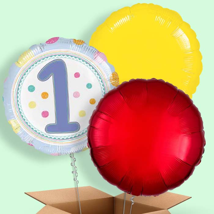 Pastel Dots 1st Birthday Helium Balloons Delivered - 3 Balloon | Party Save Smile