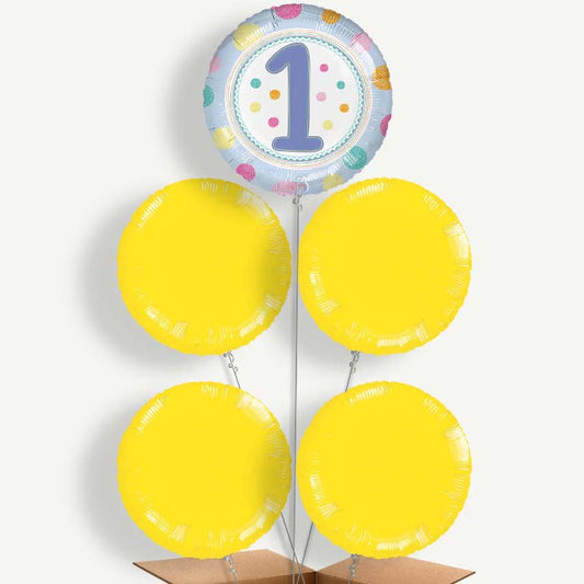 Pastel Dots 1st Birthday Helium Cluster Balloons | Party Save Smile