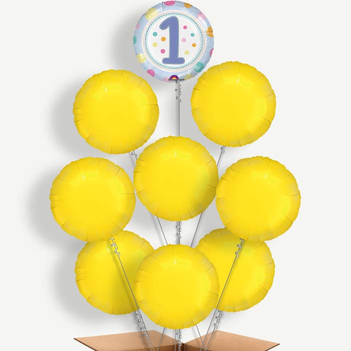 Pastel Dots 1st Birthday Helium Balloon Bundle | Party Save Smile