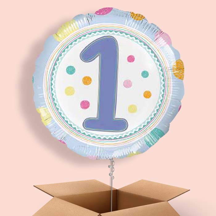 Pastel Dots 1st Birthday Helium Balloons Delivered - 1 Balloon | Party Save Smile