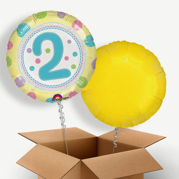 Colourful Spots 2nd Birthday Helium Balloon Duo | Party Save Smile