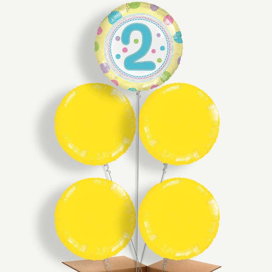 Colourful Spots 2nd Birthday Helium Cluster Balloons | Party Save Smile