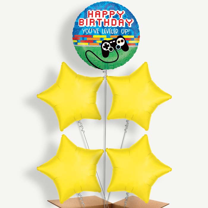 Happy Birthday Game Controller Helium Cluster Balloons | Party Save Smile