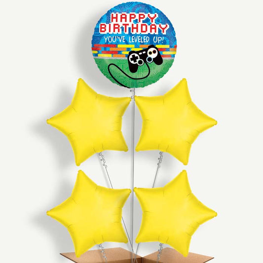 Happy Birthday Game Controller Helium Cluster Balloons | Party Save Smile