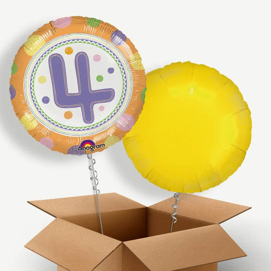 Colourful Spots 4th Birthday Helium Balloon Two | Party Save Smile