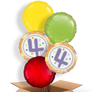 Colourful Spots 4th Birthday Helium Balloon in a Box