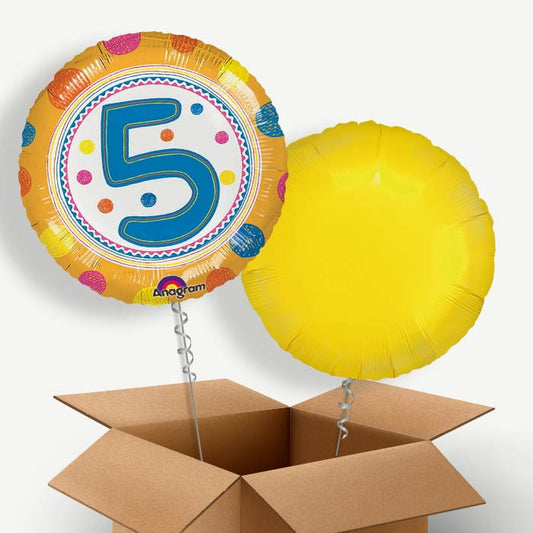 Colourful Spots 5th Birthday Helium Balloon Duo | Party Save Smile