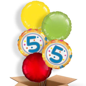 Colourful Spots 5th Birthday Helium Balloon in a Box