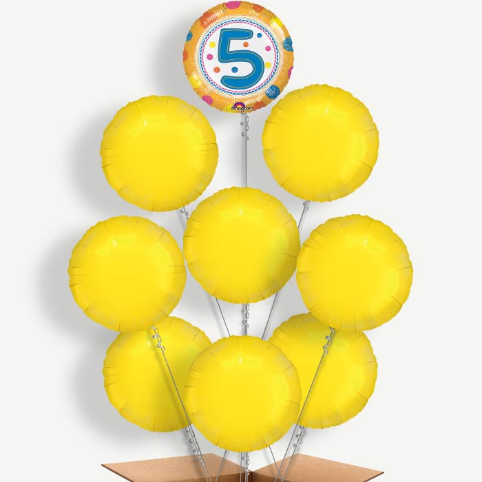 Colourful Spots 5th Birthday Helium Balloon Bundle | Party Save Smile
