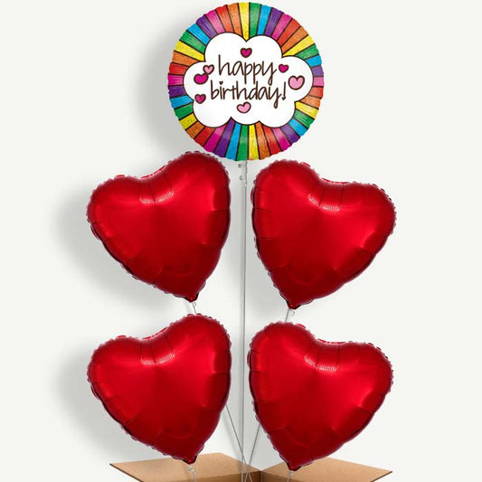 Happy Birthday Rainbow Helium Cluster Balloons | Party Save Smile