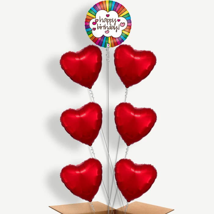 Happy Birthday Rainbow Helium Balloon Arrangement | Party Save Smile