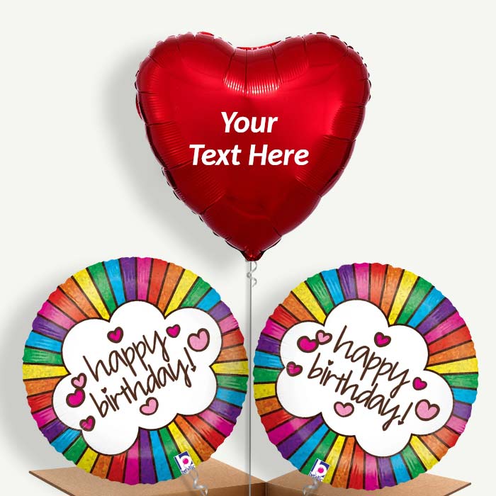 Personalisable Happy Birthday Rainbow Helium Balloons | Party Save Smile