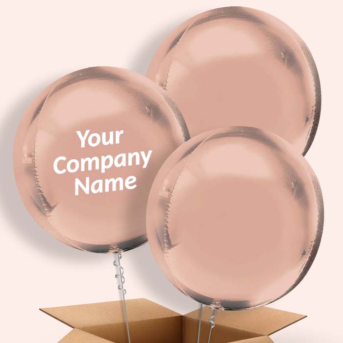 Trio of Rose Gold Orbz Helium Balloons