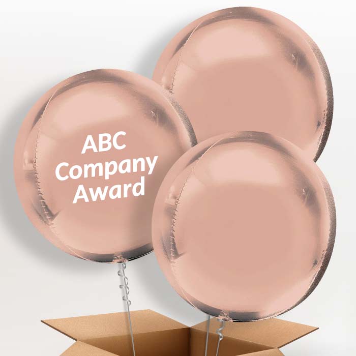 Trio of Rose Gold Orbz Helium Balloons