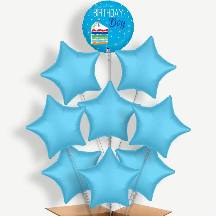 Birthday Boy Cake Blue Helium Balloon Bundle | Party Save Smile