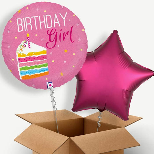 Birthday Girl Cake Pink Helium Balloon Two | Party Save Smile