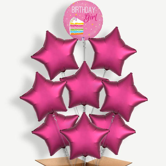 Birthday Girl Cake Pink Helium Balloon Bundle | Party Save Smile