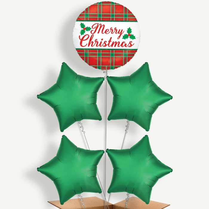 Plaid Merry Christmas Helium Cluster Balloons | Party Save Smile