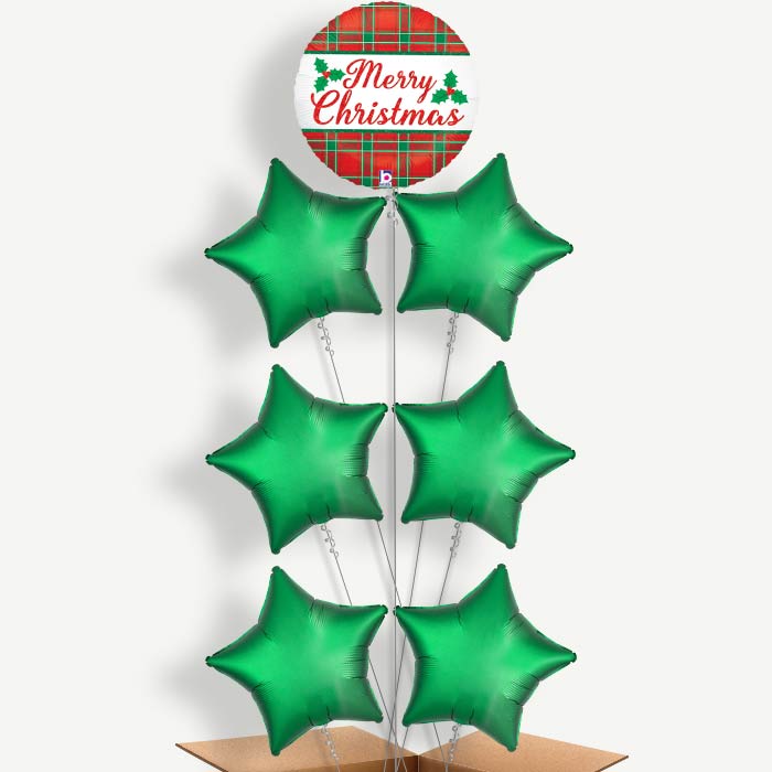 Plaid Merry Christmas Helium Balloon Arrangement | Party Save Smile
