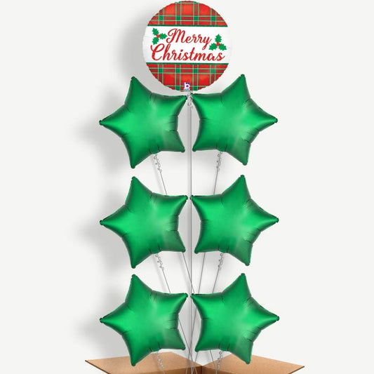 Plaid Merry Christmas Helium Balloon Arrangement | Party Save Smile