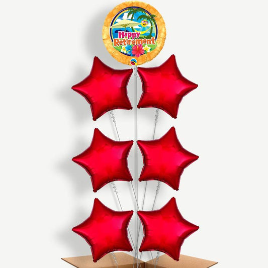 Happy Retirement Tropical Beach Helium Balloon Arrangement | Party Save Smile