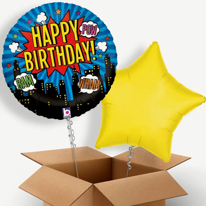 Superhero (Happy Birthday) Helium Balloon Two | Party Save Smile