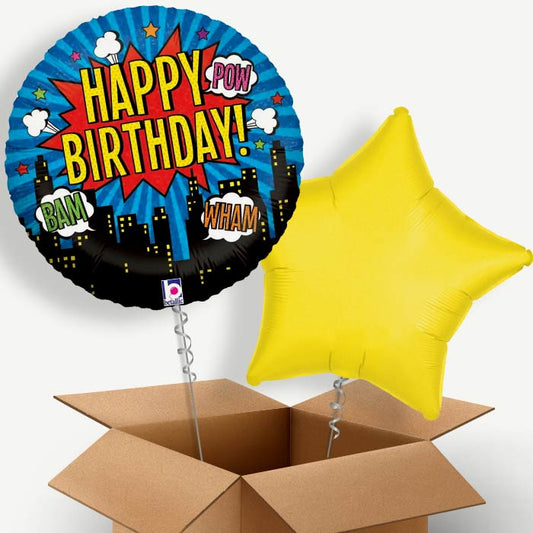 Superhero (Happy Birthday) Helium Balloon Two | Party Save Smile