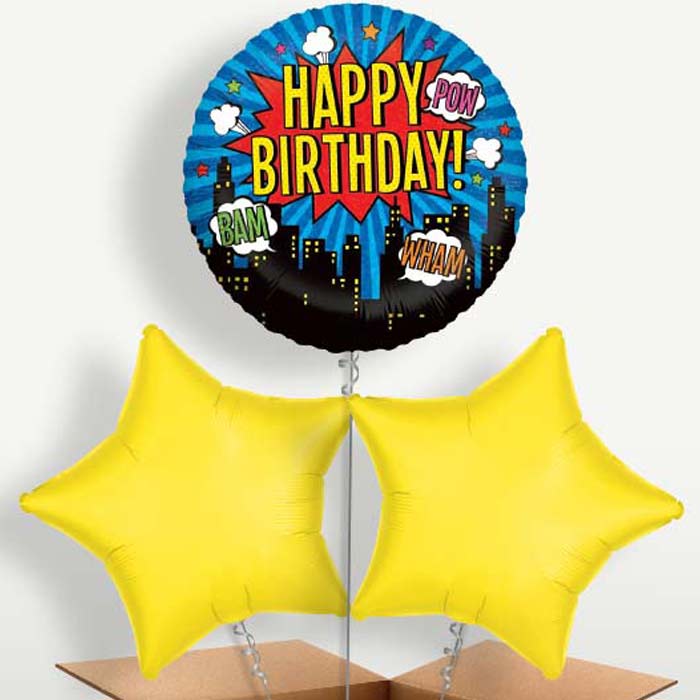 Superhero Happy Birthday Helium Bunch of Balloons | Party Save Smile