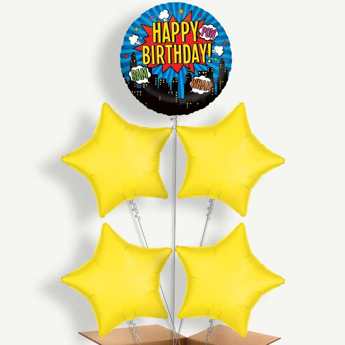 Superhero Happy Birthday Helium Balloon Cluster  | Party Save Smile