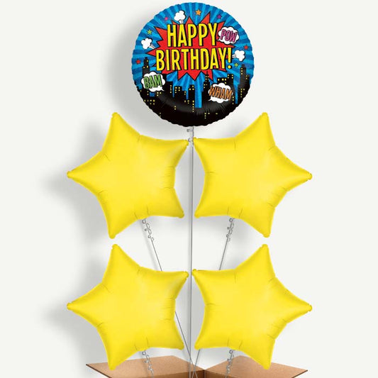 Superhero Happy Birthday Helium Balloon Cluster  | Party Save Smile