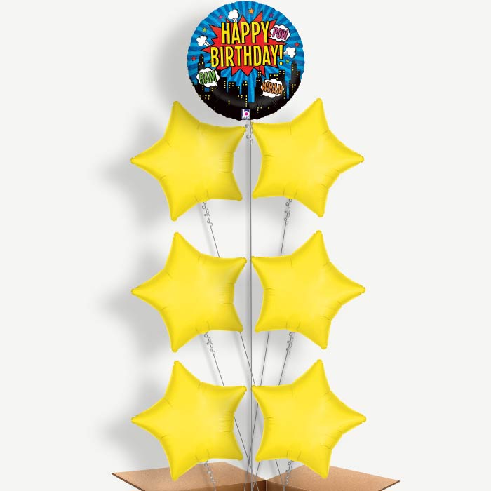 Superhero Happy Birthday Helium Balloon Arrangement | Party Save Smile